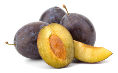 Plums isolated on white background
