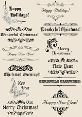 Vintage Christmas and New Year headers