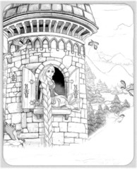 The sketch coloring page - artistic style fairy tale