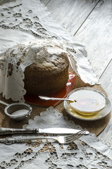 A cake made ​​of maize flour. Retro style.