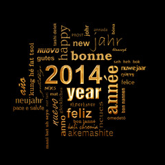 Obraz premium 2014, nuage de mots doré fond noir
