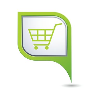 Map pointer with shopping cart icon