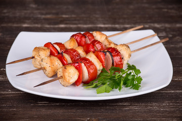 Chicken and vegetable kabobs