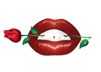 Lips and rose.