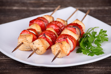 Chicken and vegetable kabobs