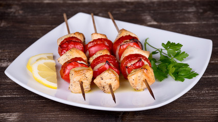 Chicken and vegetable kabobs