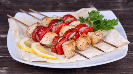 Chicken and vegetable kabobs