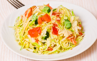 fresh vegetables salad with cabbage