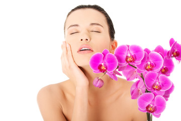Portrait of beautiful woman with health skin. Spa concept.