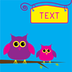 Two cute owls. Card.