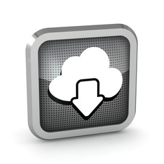 download from cloud metallic icon on a white background