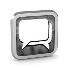 metallic dialog icon on a white background