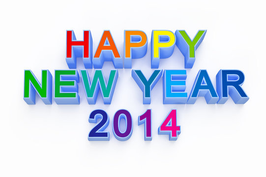 new year 2014 ,3d render text on white background