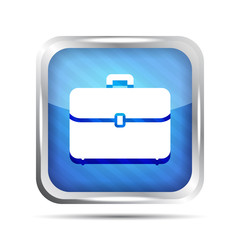 blue striped briefcase icon on a white background
