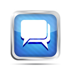 blue striped dialog icon on a white background