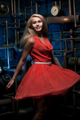 Fototapeta na wymiar blonde in a red dress