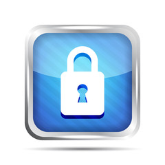 blue striped padlock icon on a white background