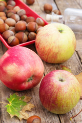 autumn apples and hazelnuts