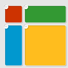 set of four colored box for any text with envelope