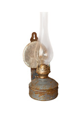 Fototapeta na wymiar Stare lampy naftowej na białym tle