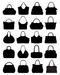 Black silhouettes of handbags, vector illustration