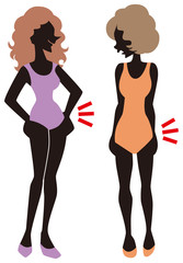 腰の位置が違う女性