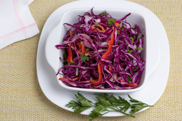 Red cabbage salad with vegetables