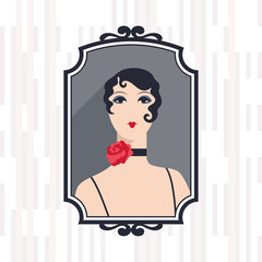 Retro background with beautiful girl of 1920s style.