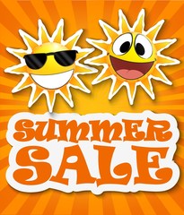 Summer sale background with smiling sun