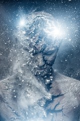 Man with conceptual spiritual body art