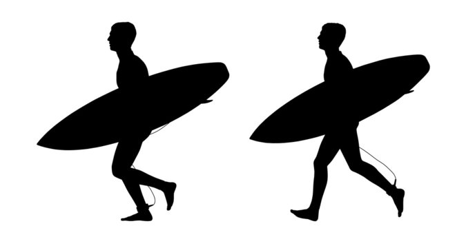 surfers running silhouettes set 1