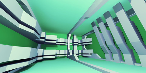 Green abstract architecture - obrazy, fototapety, plakaty