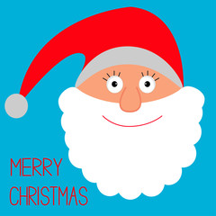 Face of Santa Claus. Merry Christmas card.