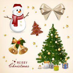 Vector Illustration of a Christmas Decoration Collection