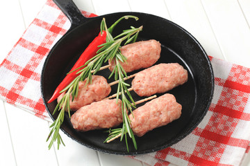 Raw minced meat kebabs