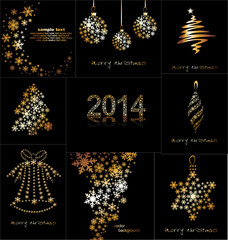 New Year's or Christmas toys made of gold snowflakes.