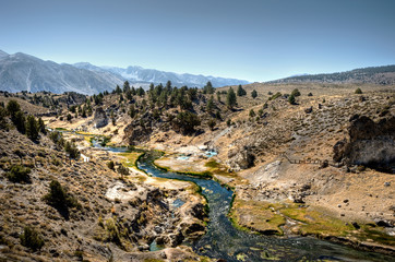 river in barren landscape - hot creeks
