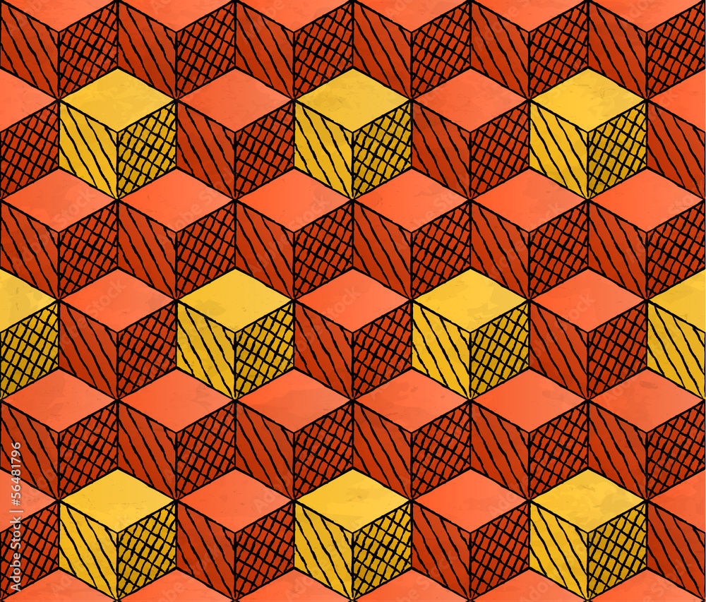 Poster colorful drawing styled cubes pattern