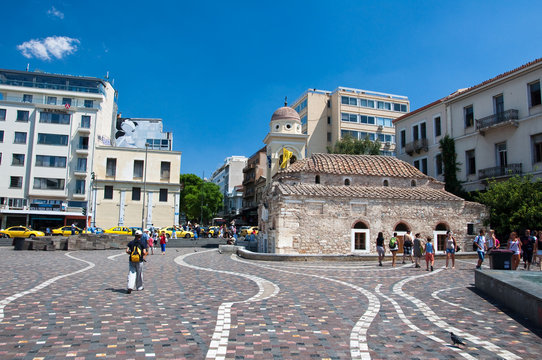 Monastiraki Square on August 4, 2013 in Athens, Greece.