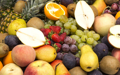 fruit background of fresh exotic fruits