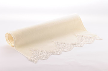Turkish handmade towel with special fresco ans lace
