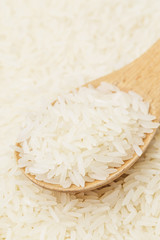 White rice on teaspoon