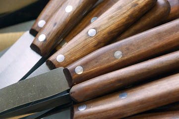 Closeup: Messer mit Holzgriff