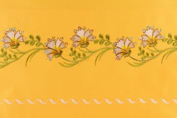 Turkish handmade fresco on special yellow fabric