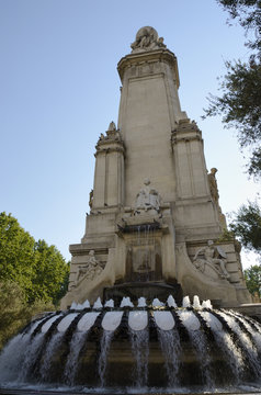 Monument to the writer Cervantes in Madrid, Spain