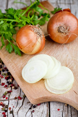fresh onions, parsley and peppercorns