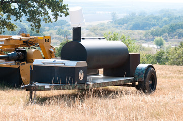 Smoker grill on a farm