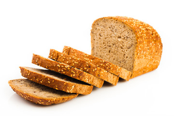 assortment of baked bread isolated on white background