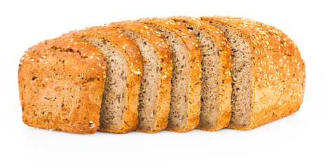 assortment of baked bread isolated on white background