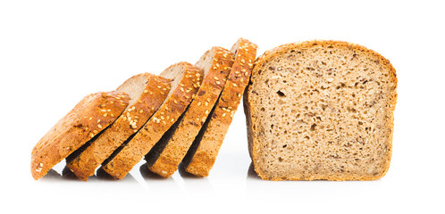 assortment of baked bread isolated on white background